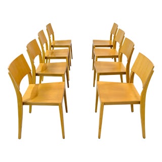 Vintage Beech Dining Chairs, 1980s, Set of 8 For Sale