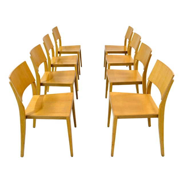 Vintage Beech Dining Chairs, 1980s, Set of 8 For Sale