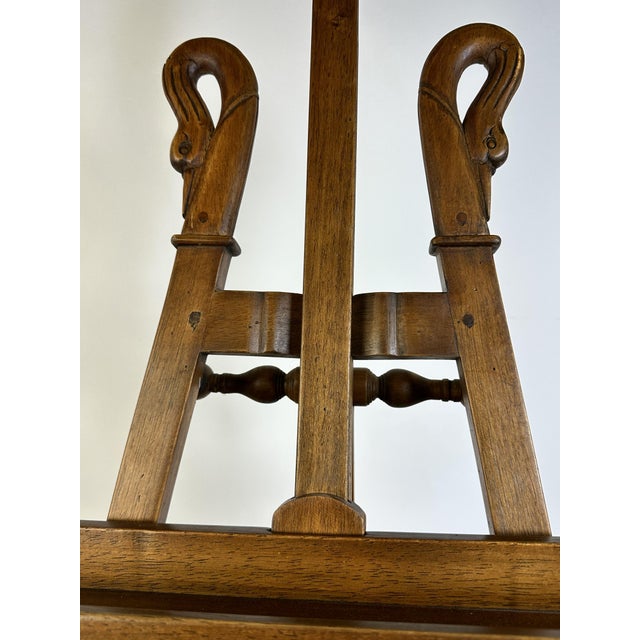 Walnut Easel with Swan Neck Decoration, 1970s For Sale - Image 4 of 15