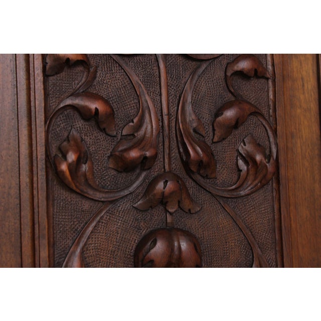 Antique French Renaissance Walnut Cabinet Hutch For Sale - Image 11 of 18