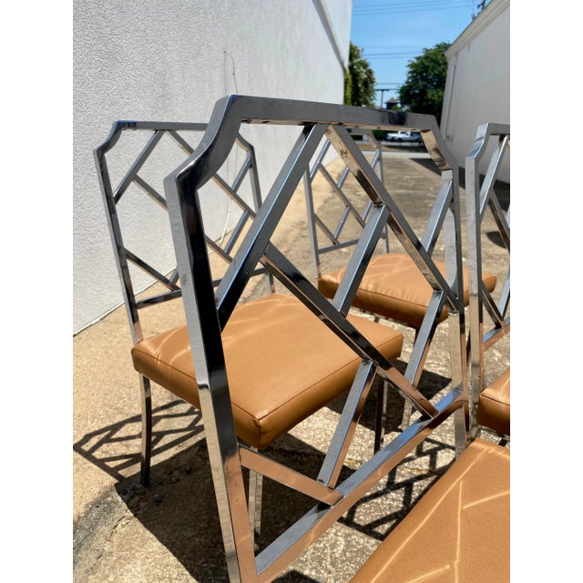 Vintage Milo Baughman Style Chrome Dining Chairs - Set of Four For Sale - Image 4 of 11