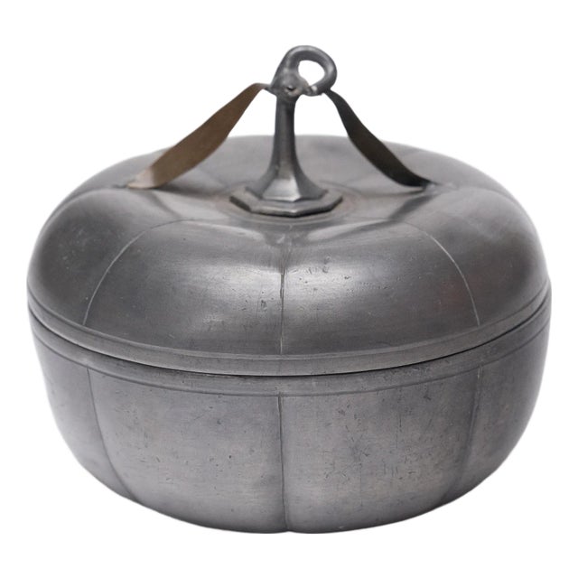 Chinese Pewter Gourd Box, C. 1920 For Sale