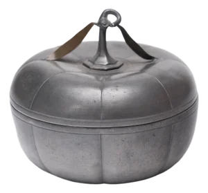 Chinese Pewter Gourd Box, C. 1920