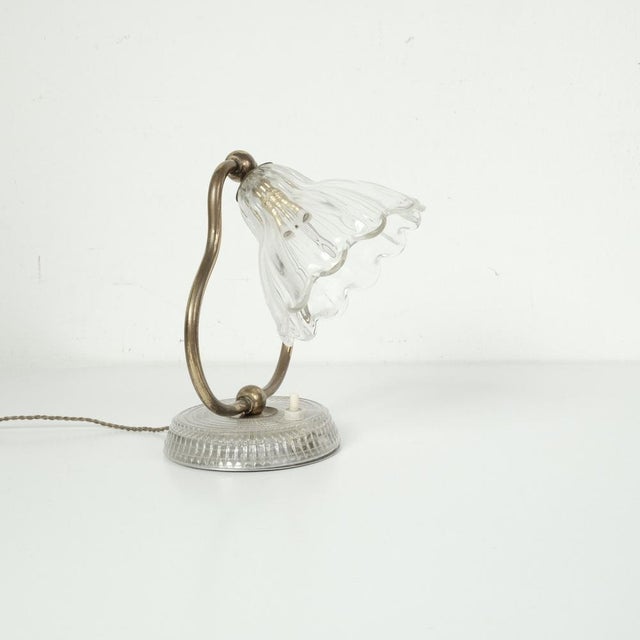 Brown Murano Glass and Brass Campanella Table Lamp, Italy, 1950s For Sale - Image 8 of 17