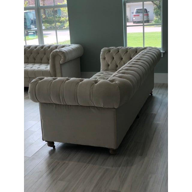 Restoration Hardware Perennial Performance Fabric Velvet Sofas a Pair