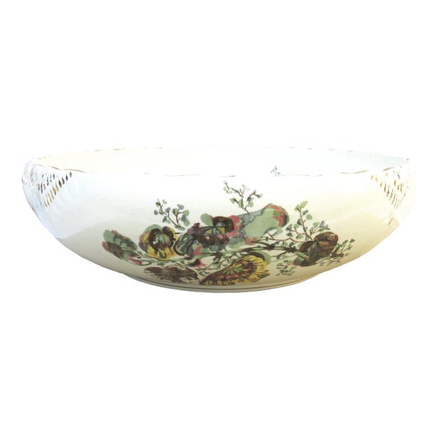 1890s Large English Staffordshire Ironstone Centerpiece Bowl For Sale