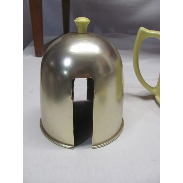 1940s Mid-Century Modern Hall China Pottery Yellow Teapot and Aluminum Cozy For Sale - Image 10 of 12