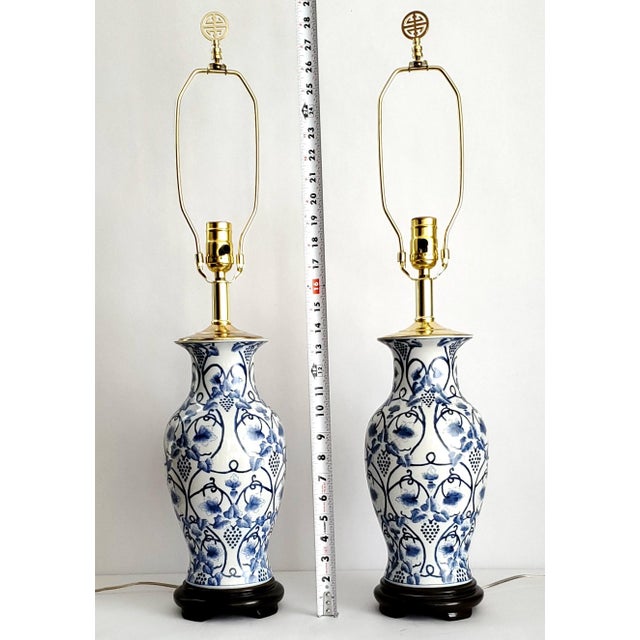 AK Dutch Delftware Ginger Jar Lamps Blue & White Pair For Sale - Image 4 of 10
