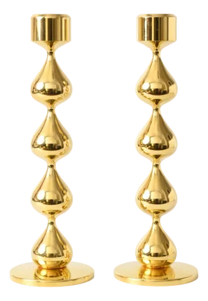 Danish Gold Plated Candleholders by Hugo Asmussen, Set of 2