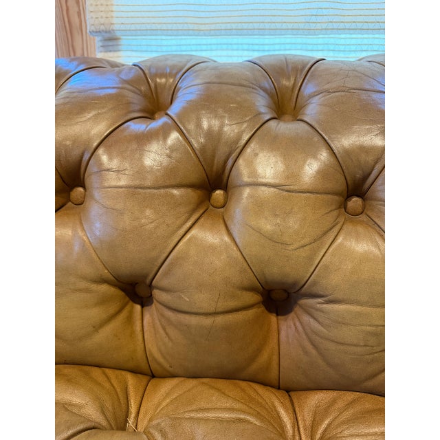Mid 20th Century Mid 20th Century Tufted Leather Chesterfield Sofa in Warm Cognac Brown For Sale - Image 5 of 5