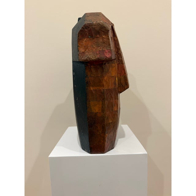 Midcentury, Heavy, Copper Cladded Wood Torso, Monogrammed For Sale In Memphis - Image 6 of 9