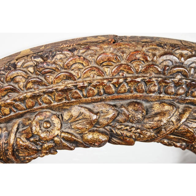 Hand Carved, 17th Century Frame With Inset New Antique Look Mirror For Sale In Los Angeles - Image 6 of 8