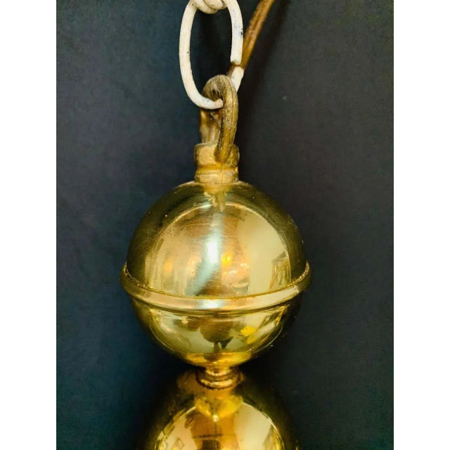 Georgian Brass Two Flared Glass Shades Pendant or Chandelier For Sale - Image 4 of 13
