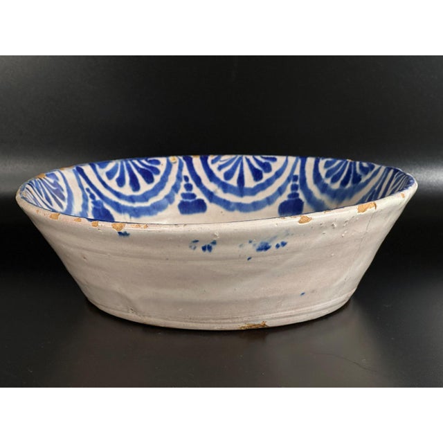 Antique Spanish Blue and White Fajalauza Lebrillo Bowl, 1800s For Sale - Image 6 of 8