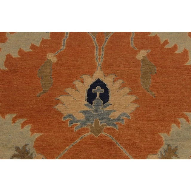 1990s Shabby Chic Sun-Faded Orange/Lt. Blue Wool Rug -8'8 X 12'2 For Sale - Image 4 of 8