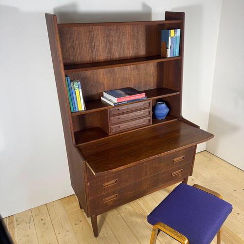 Vintage Danish Teak Bookcase with Pull-Out Desk, 1960s For Sale - Image 12 of 12