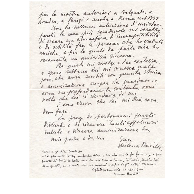 Milena Barilli, Letters by Milena Barilli to the Countess Pecci Blunt, 1943/1937 For Sale - Image 5 of 8