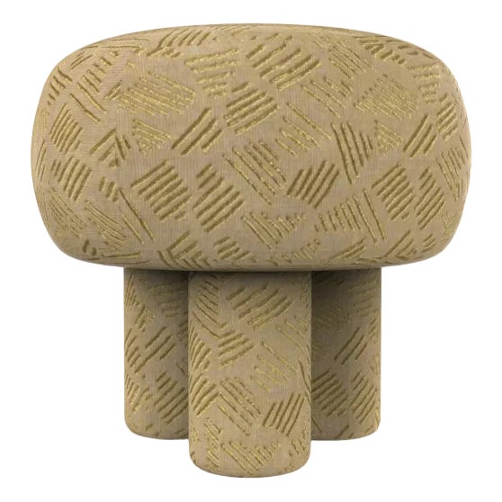 Hygge Stool in Linen by Saccal Design House for Collector For Sale