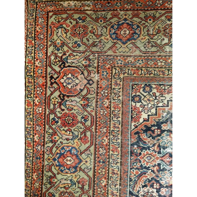 19th Century Persian Farahan Gallery Rug, Hand-Knotted Wool, Allover Herati Pattern, Navy & Pistachio Green, 7x13 For Sale - Image 14 of 14