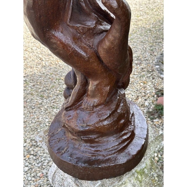Cast Iron The Girl with the Butterfly Statue, 1980s For Sale - Image 9 of 13