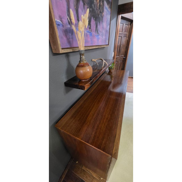 1960s Legacy Chevron Artisan Restored Walnut Credenza - 66" For Sale - Image 10 of 18