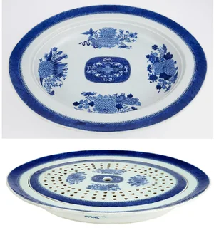 Late 18th-Early 19th Century Chinese Export Blue Fitzhugh Porcelain Blue Fitzhugh Oval Platter and Mazarin
