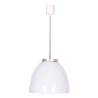 Mid-Century Czech Pendant in Chrome, Steel and Opaline Glass, 1950s For Sale