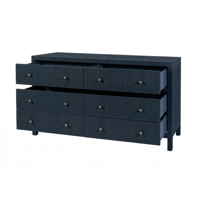 2020s Nora 60 in. W Raffia 6 Drawer Dresser, Blueberry For Sale - Image 5 of 11