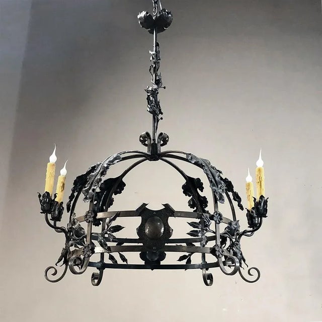 Antique Hand Forged Italian Wrought Iron Chandelier For Sale In Dallas - Image 6 of 13