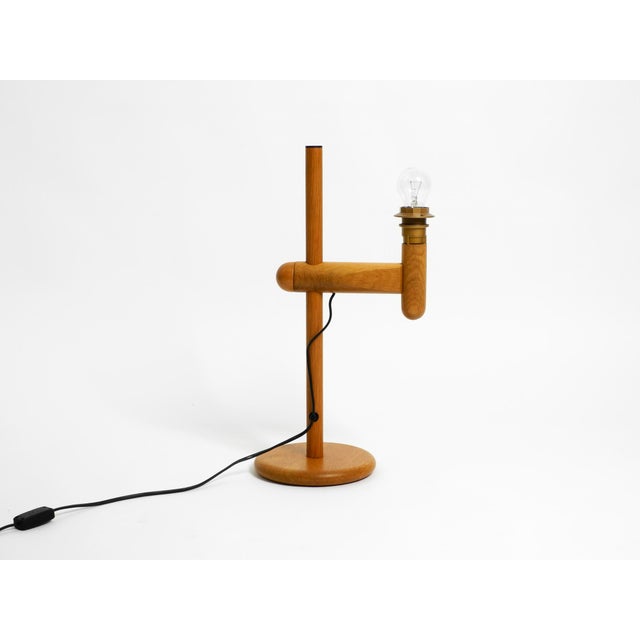 Brown Oak Table Lamp with Height-Adjustable Shade from Temde, 1960s For Sale - Image 8 of 18