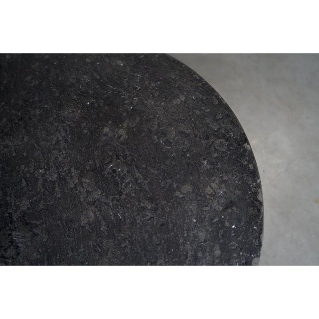 Round Slate and Wood Coffee Table, Germany, 1970s For Sale - Image 6 of 7