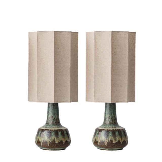 Table Lamps in Organic Modern Glazed Stoneware from Søholm, 1960s, Set of 2 For Sale