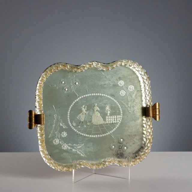 Murano Glass Engraved Mirror Tray For Sale - Image 10 of 10