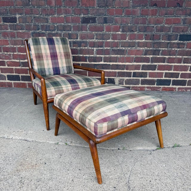 Mid-Century Modern t.h. Robsjohn-Gibbings for Widdicomb Chair and Ottoman For Sale - Image 3 of 12