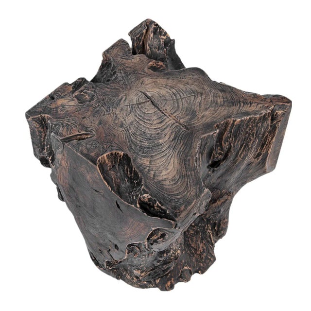 2020s Blackened Burnt Teak Stump Side Table For Sale - Image 5 of 10