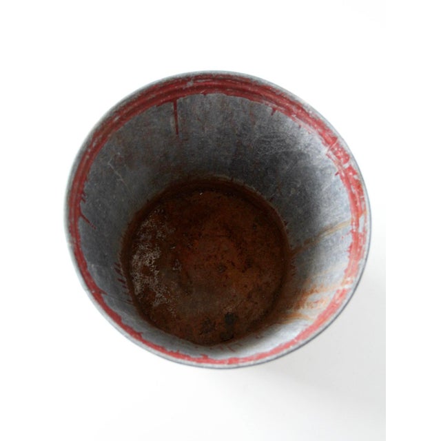 Antique Galvanized Utility Can With Red Paint For Sale - Image 15 of 17
