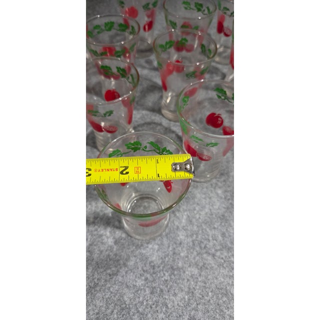 Shabby Chic Vintage Anchor Hocking Tomato Leaf Juice Glasses Set of 12 For Sale - Image 3 of 4