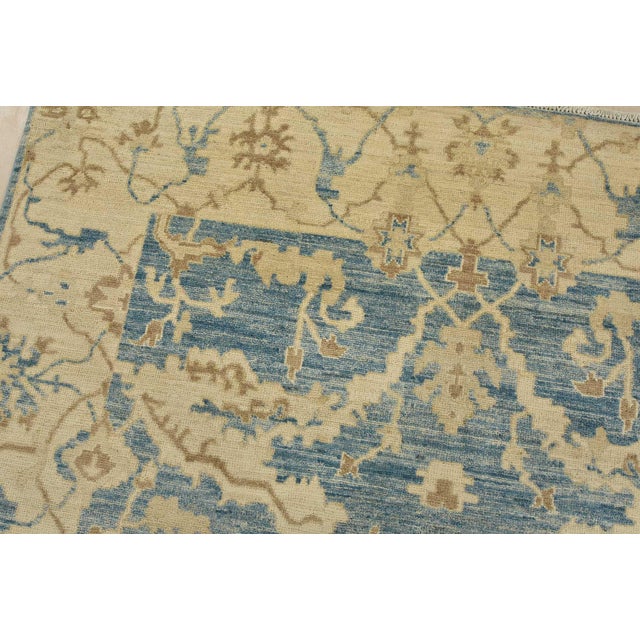 Oushak Rug 5’11” X 8’11” Blue Wool Traditional Hand-Knotted Oriental Carpet For Sale In Philadelphia - Image 6 of 14