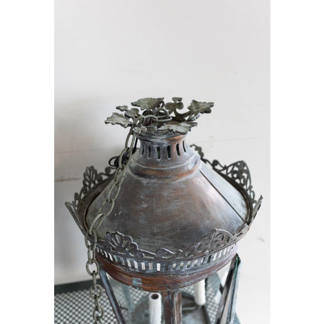 19th Century 19th Century French Copper Lanterns Newly Wired - a Pair For Sale - Image 5 of 17