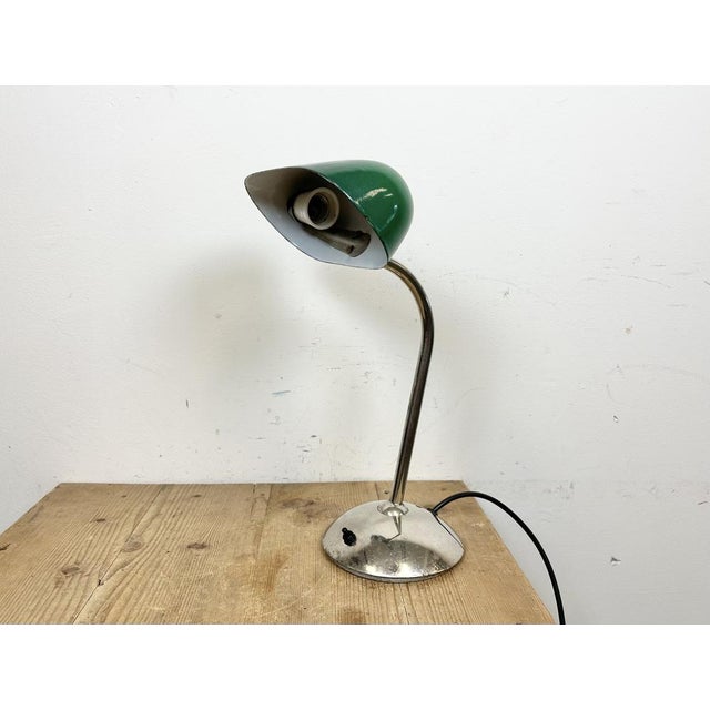 Vintage Green Enamel Bank Lamp, 1950s For Sale - Image 4 of 18