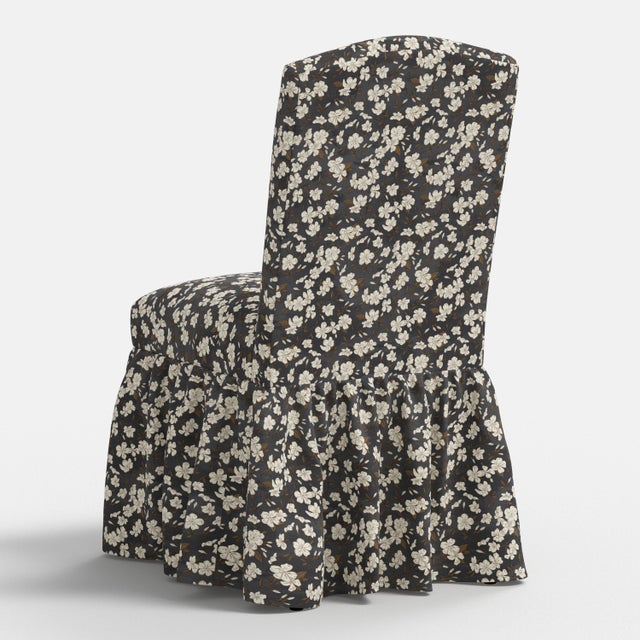 Stoffer Home x Cloth & Company Thelma Ruffle Camel Back Dining Chair in Dogwood Floral Ink For Sale In Chicago - Image 6 of 8