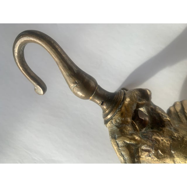 Rare Vintage Solid Cast Brass Eagle Fireplace Flue/Damper Pull With 2 Hooks For Sale - Image 9 of 12