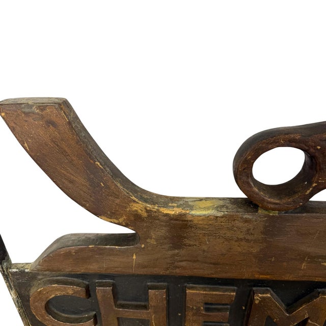 Vintage Chemist Shop Sign Apothecary Hanging Sign with Mortar and Pestle, 1950s For Sale - Image 6 of 17