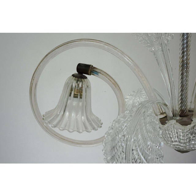 Art Deco Murano Glass Three-Arm Chandelier, Italy, 1940s For Sale - Image 6 of 15