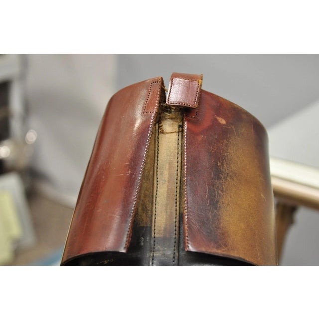 Vintage Maxwell London English Leather Black & Brown Horse Riding Boots W/ Trees For Sale - Image 17 of 18