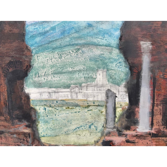 Jan Hoowij (1907–1987) Signed Mid-Century Oil on Panel Painting of Classical Roman Ruins in Gilt Frame For Sale In San Francisco - Image 6 of 9