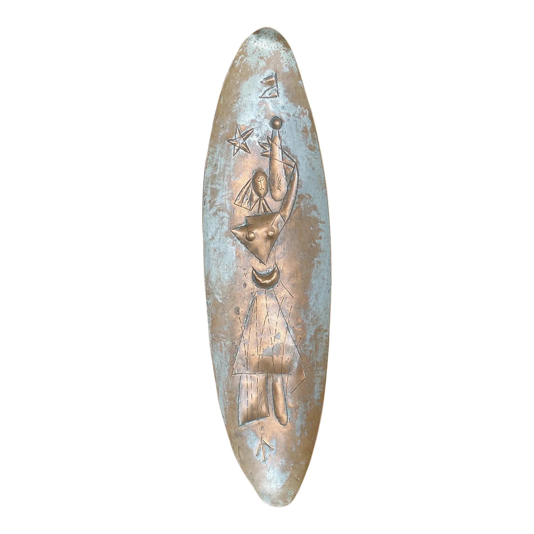 1950s Yaad Israel Modernist Hammered Copper Dish or Plaque | Chairish