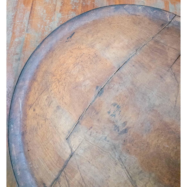 19th or 20th Century Large 30" Primitive Elm Carved Dough Bowl For Sale - Image 10 of 18