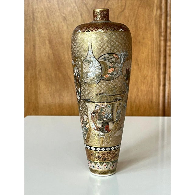 A miniature vase in elegant upright form reminiscent of the Chinese imperial Willow Leaf form made by Japanese studio...