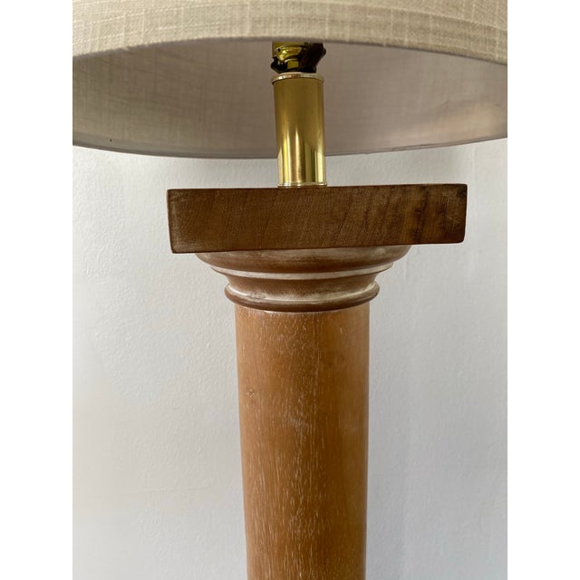 Vintage Italian Wood Architectural Column Floor Lamp With Brass Finial For Sale - Image 4 of 11